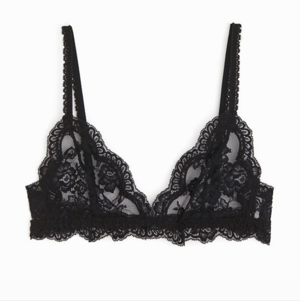 NWT rabanne H&M HM Lace Bralette Bra Black 10